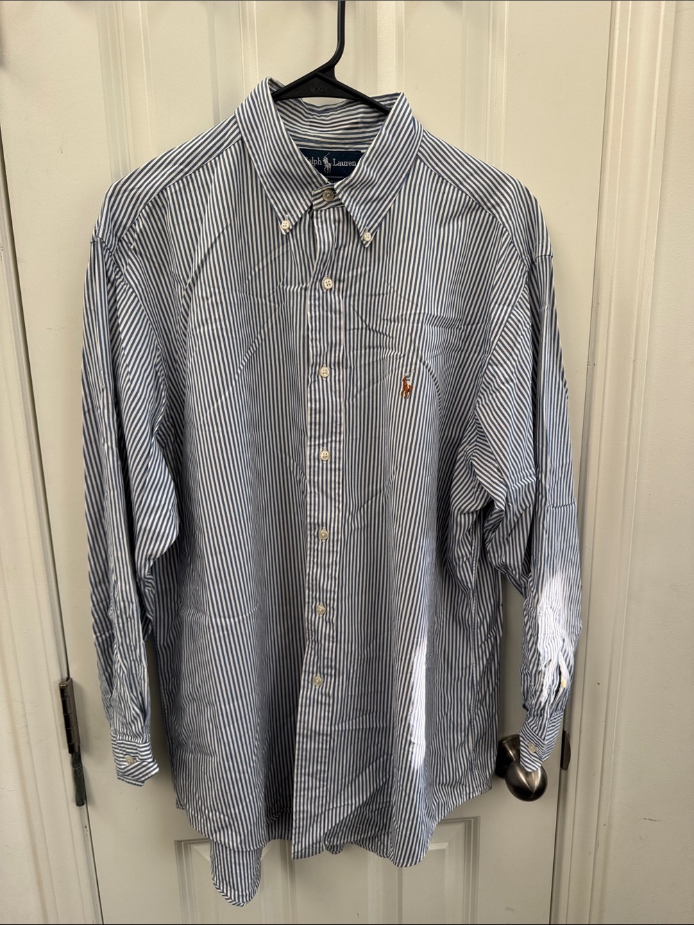 Ralph Lauren Yarmouth Blue and White Pinstripe Button-Down Shirt